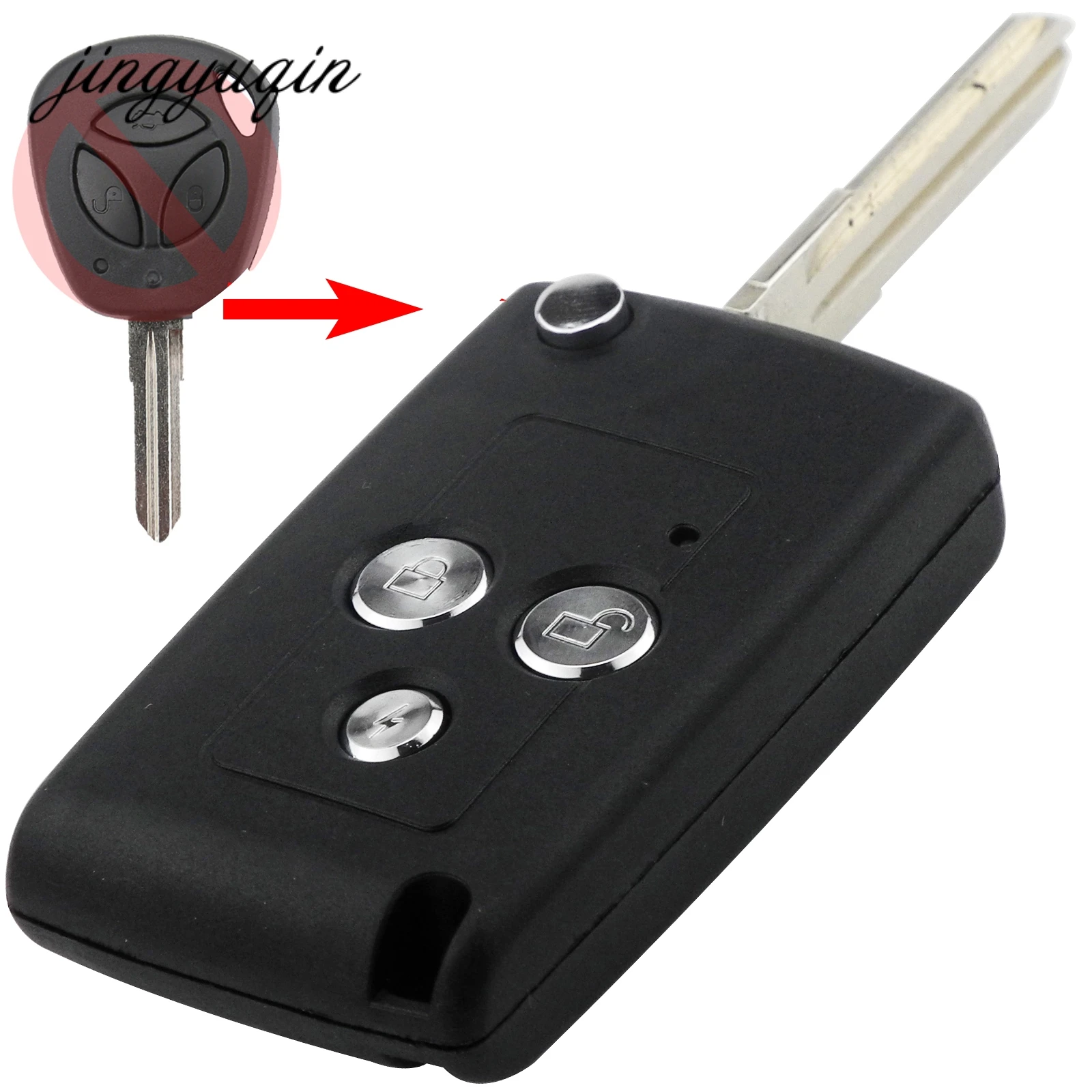 

Jingyuqin модифицированный складной автомобильный пульт дистанционного ключа для Lada 3-кнопочный сменный пустой незарезанный чехол для брелка
