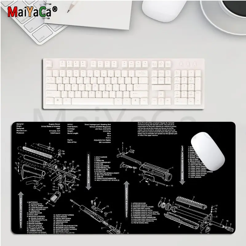 

Black Ar 15 Ak47 Gun Gaming Animation Desktop Desk Mat Kawaii Gaming Accessories Students Writing Pad Deskpad Home Decor