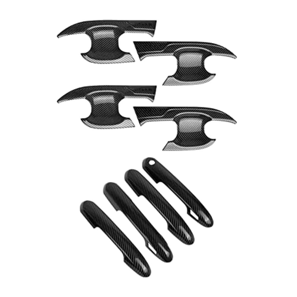 

8PCS Carbon Fiber Exterior Door Handle Bowl + Door Handle Cover Trim Kit Compatible for Toyota Highlander 2020-2021