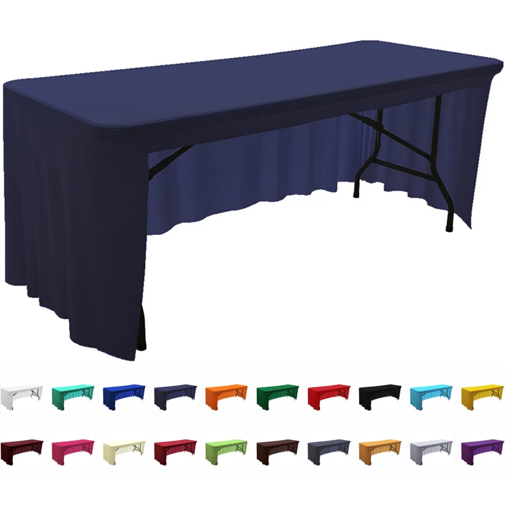 

Cover Hotel Spandex Milk Wedding Solid Silk Exhibition Tablecloth Table Decor Banquet Elastic Skirt Fabric Stretch