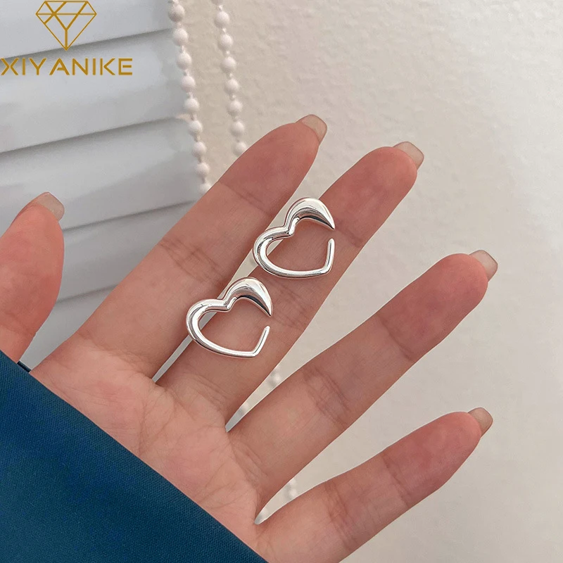 

XIYANIKE Minimalist Heart Ear Stud Piercing Earrings For Women Girl Simple Stylish New Fashion Jewelry Party Gift сережки