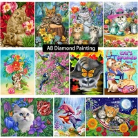 diy ab diamond painting 5d cat raccoon bird dolphin flower butterfly mosaic art picture cross stitch kit home decoration gift
