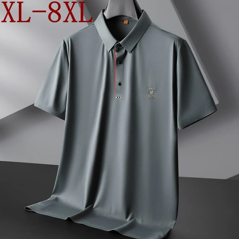 

7XL 8XL 6XL 2023 New Summer England Style Polo Shirt Men High End Luxury Mens Polos Shirts Casual Loose Breathable chemise homme