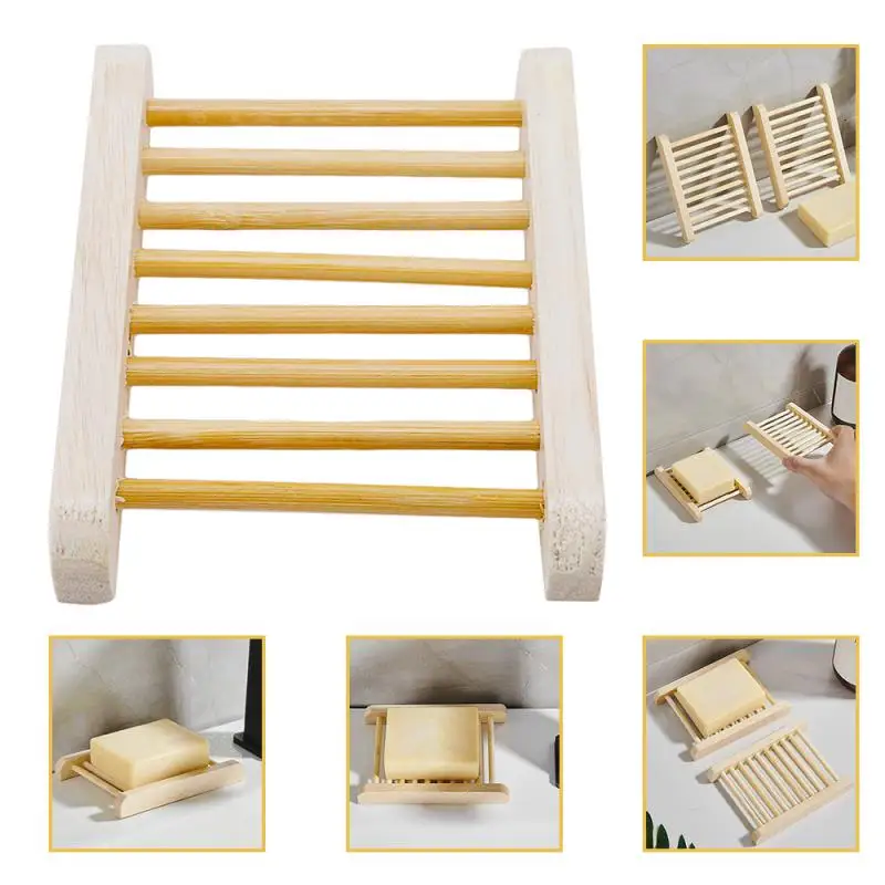 

Portable Wash Soap Holder Storage Handmade Soap Dishes Drain Soap Box Home Bathroom Organizer Contracted Soap Tray Natural Wood