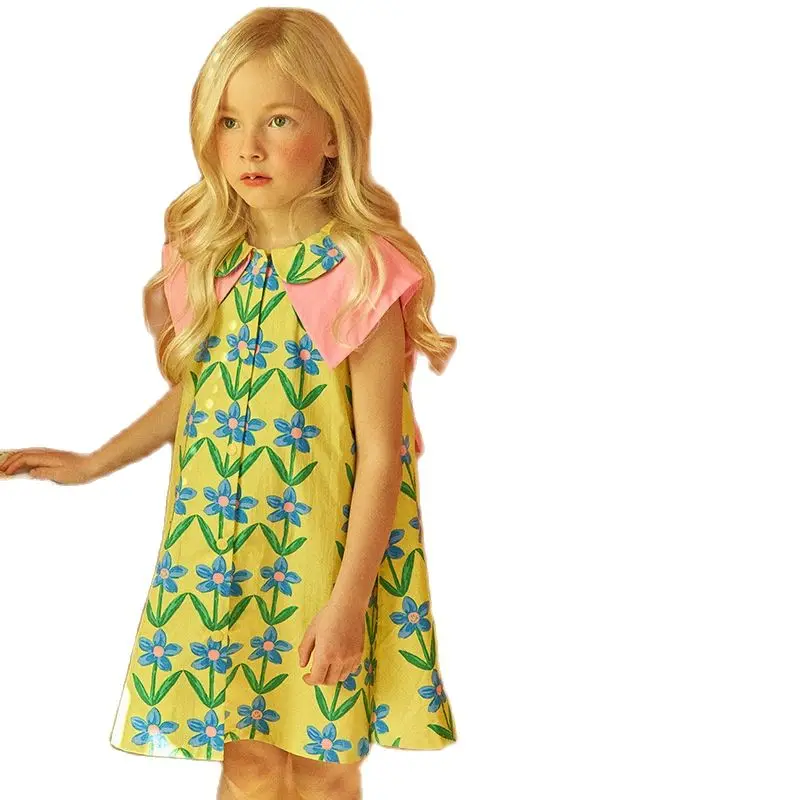 

Детское платье принцессы в Корейском стиле на новый год 2022, летнее милое платье с цветочным принтом для маленьких девочек, детское платье с ...