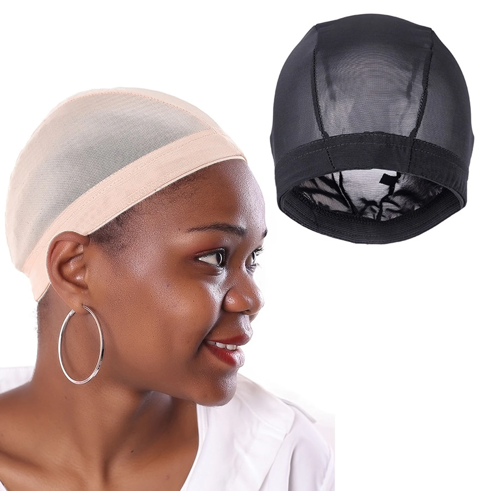 

Эластичная сетчатая купольная шапочка для парика, аксессуары для изготовления париков, бежевые, черные, безклеевые сетки для волос, подкладка для парика, тканая шапочка для женщин