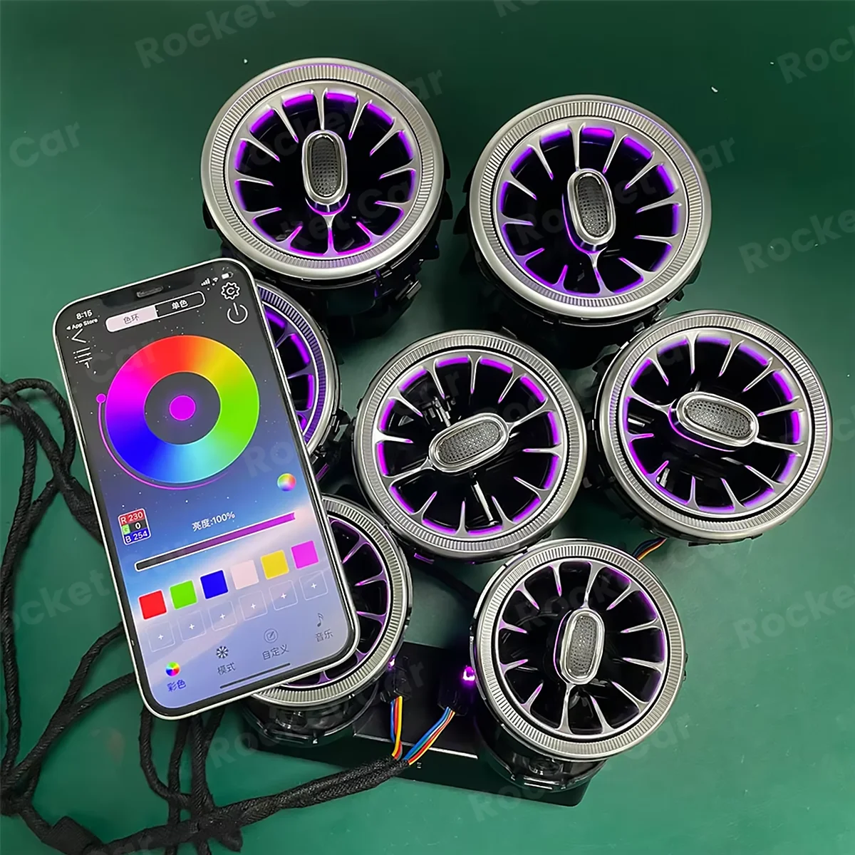 256 цветов светодиодных вентиляционных отверстий с приложением для Mercedes Benz W205 W213