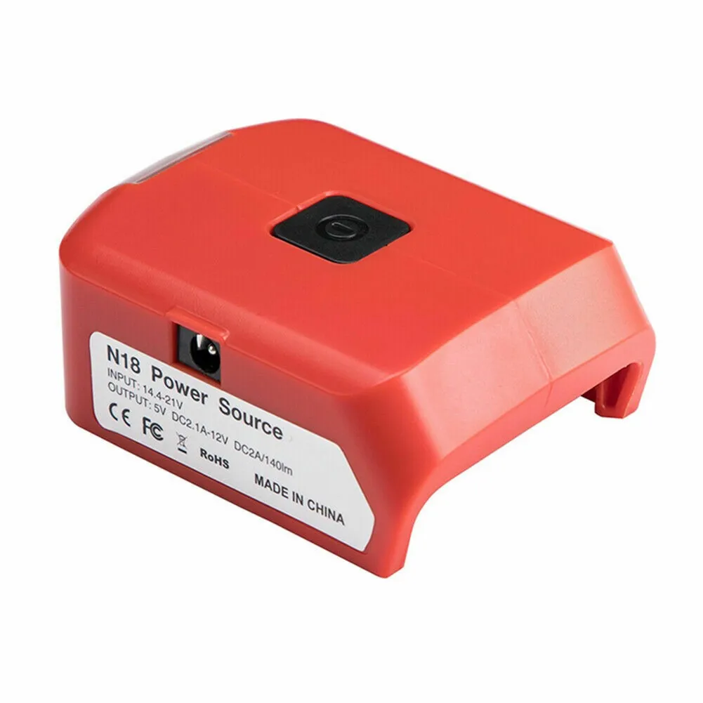 

N18 Battery Adapter Converter For Milwaukee 14.4-18V Li-Ion Battery Power Source With Dual USB 5V/2.1A DC Port 12V/2A