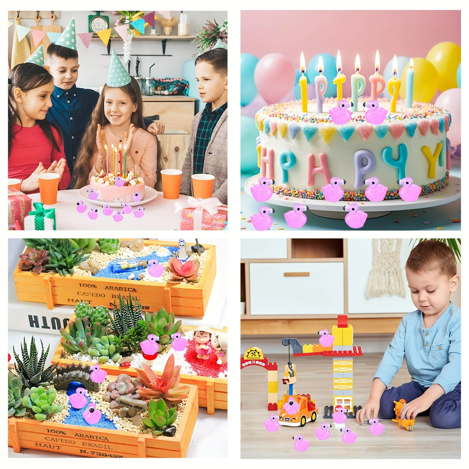 50 шт. светящиеся в темноте мини-смола фигурки утки фламинго смолы статуи животных