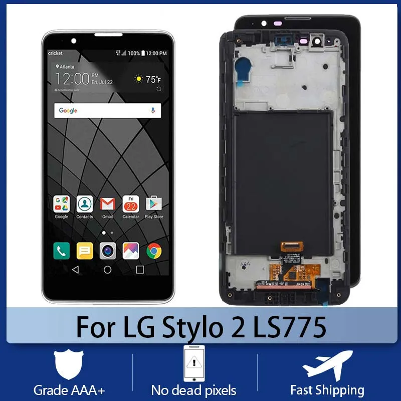 Оригинальный Для LG LS775 K520 Stylo 2 Мобильный телефон Screen Tela LCD Display Stylus 2 кодирующий преобразователь сенсорного экрана в сборе Screen дигитайзер в сборе с рамкой