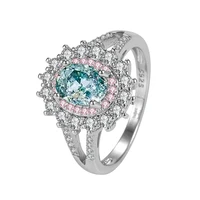 hoyon 14k gold color diamond style topaz ring womens full diamond style pink crystal zircon ring ring fashion jewelry box