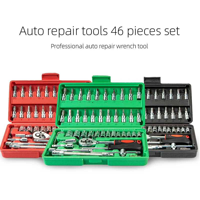 

46 pcs Car Repair Tool Sets Combination Tool Wrench Set Batch Head Ratchet Pawl Socket Spanner Screwdriver socket set