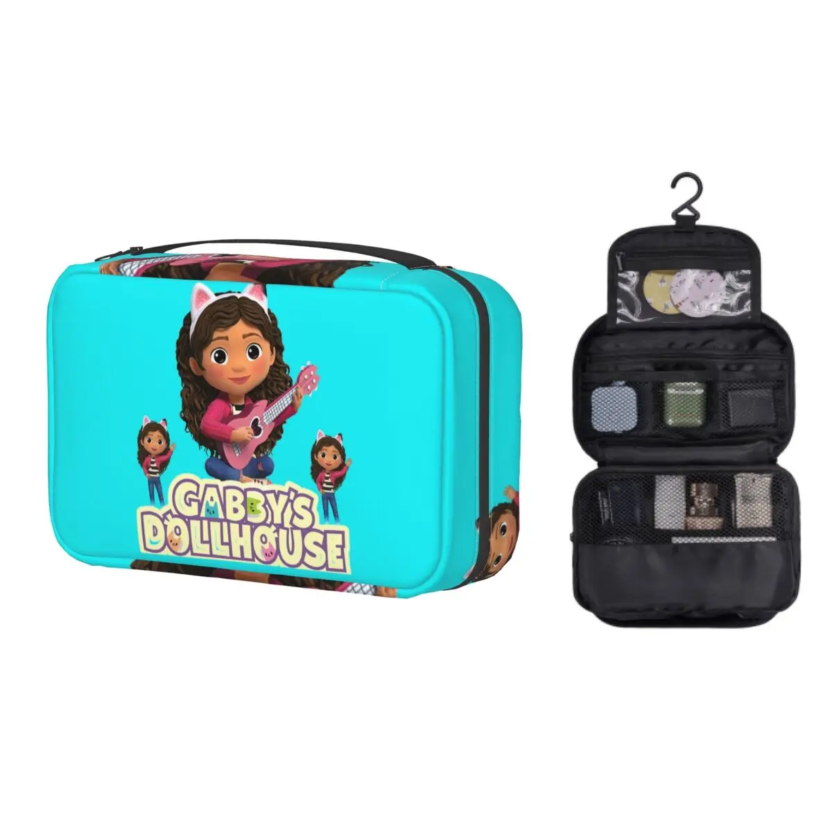 

Custom Gabbys Dollhouse Family Toiletry Bag Women Cartoon Cat Makeup Cosmetic Organizer Lady Beauty Storage Dopp Kit Case