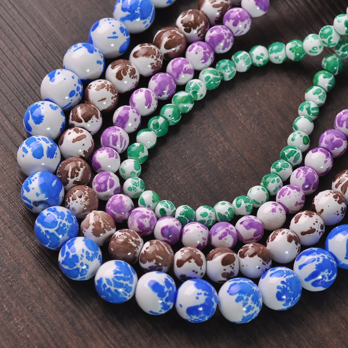 

10pcs/20pcs/30pcs Round 8mm 10mm 12mm Coated Spots Opaque Glass Loose Spacer Beads Lot for Jewelry Making DIY Crafts Findings