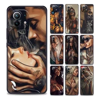 sexy sleeve tattoo girl phone case for xiaomi mi 11i 11 pro 11x pro 11t pro poco x3 pro nfc m3 pro f3 gt m4 soft silicone
