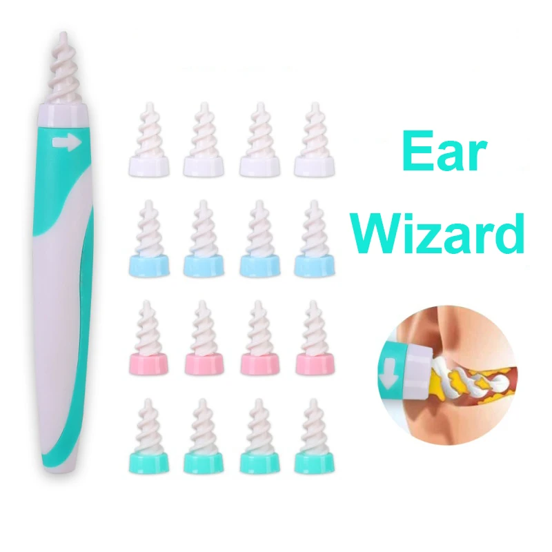 

4 Colour Ear Cleaner Ear Wizard Wax Removal Spiral Soft Swab Pick Tool Set Q-Grips+16pcs Earpick Wax Remover Ear Cleaning Sticks