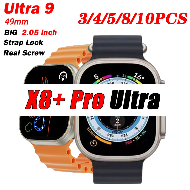 

X8+ Pro Ultra Smart Watches 2023 IWO Women Men Series8 Bluetooth Call Wireless Charging NFC ECG Heart Rate Strap Lock Real Screw