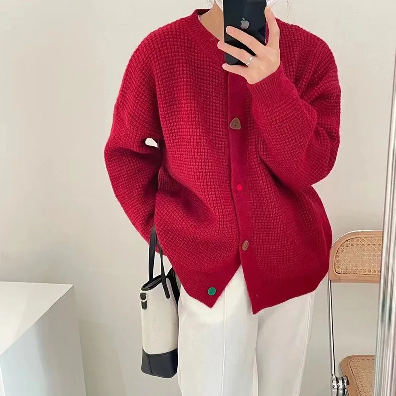 

Candy Button Sweater Women's Cardigan Coat Women 2022 Coat Jacket Female Casual Long Sleeve Knitted Sweaters Winter Warm Clothes