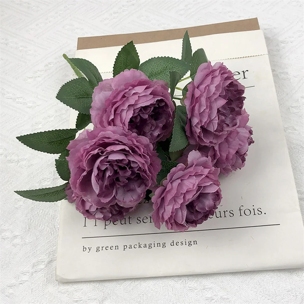 

9 Heads Artificial Peony Bouquets Fake Peony Flowers Wedding Decor Rose Flowers Camellia Silk For DIY Home Table Garden Decor