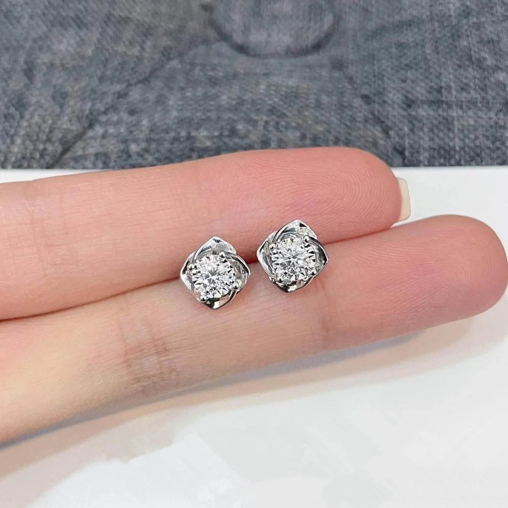 

2022 New Fashion Bauhinia Flower Stud Earrings Flower Glass Filled Mini Earrings Jewelry Gift for Women Free Shipping