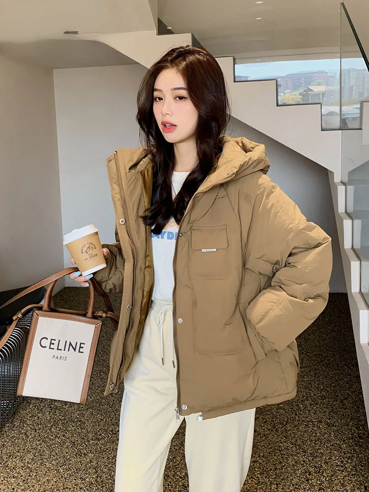 Black 2023 Cotton Padded Short Parkas New Hooded Down Winter Jacket Women 6 Color Thick Warm Winter Coat Female Outerwear