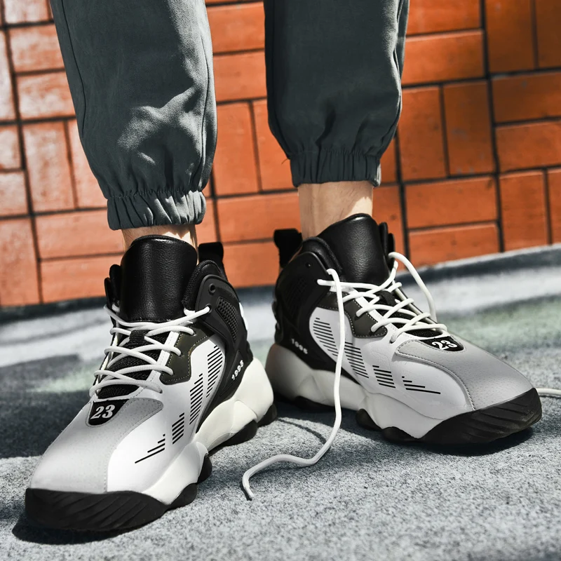 Microfiber Basketball Shoes Sports Casual Fashion Men's Rubber Sole Large Size Non-slip Wear-resistant Soft And Comfortable