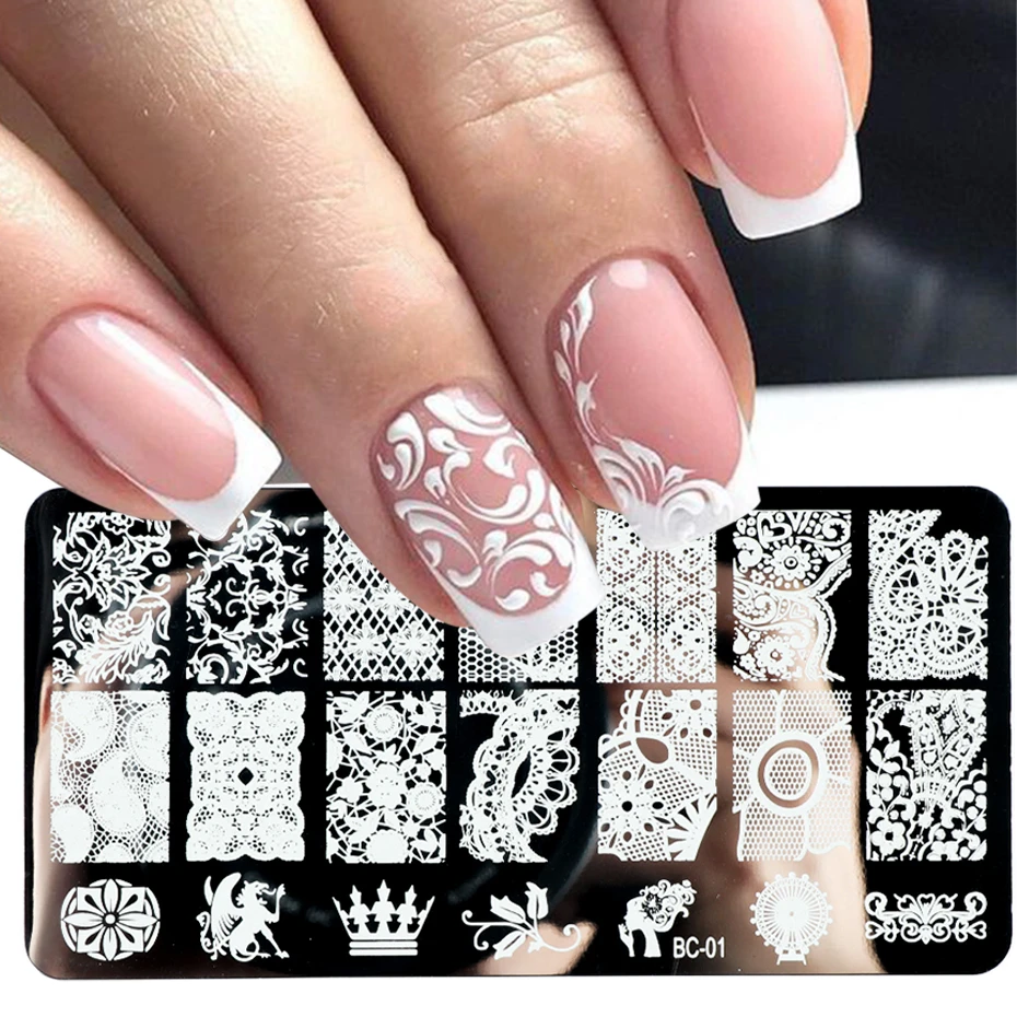Nail Stamping Plates Lace Petals Butterfly Mandala Plants Abstract Stamp Art Templates Polish Printing Stencils Mold |