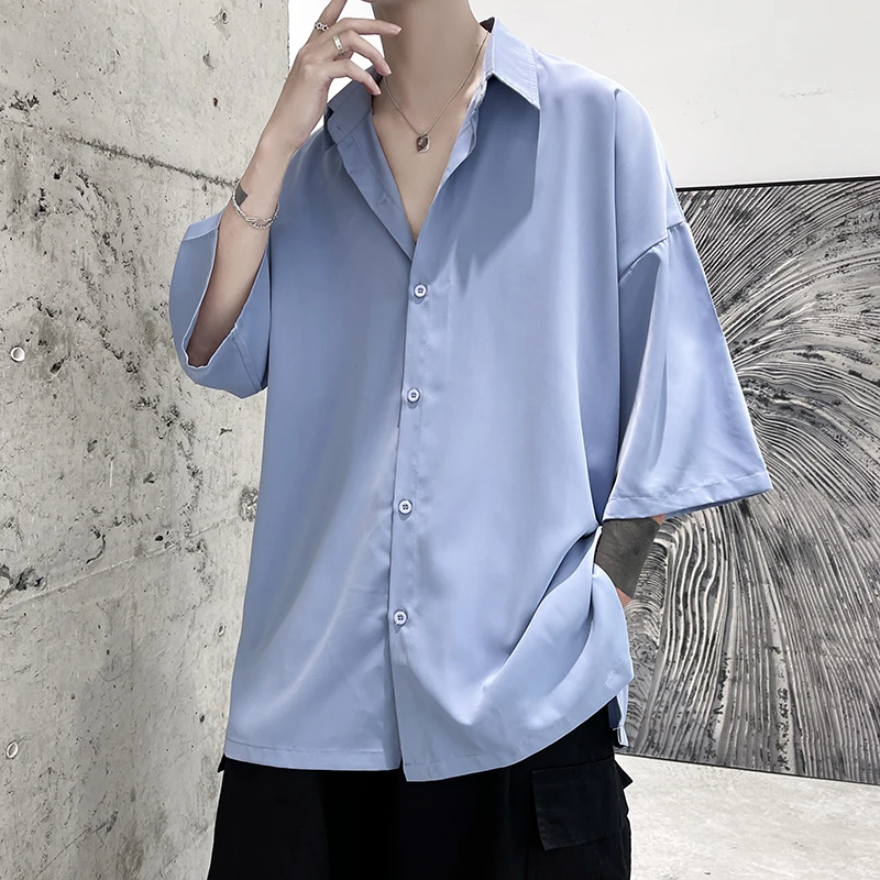 Summer Half Sleeve Men Solid Shirts 