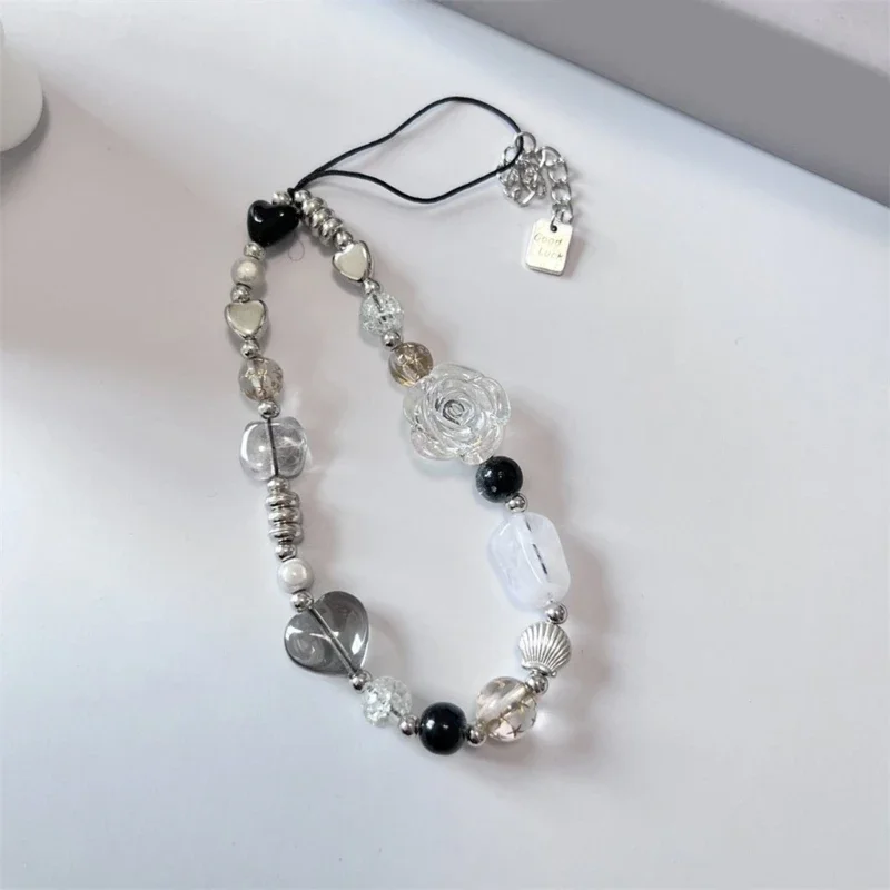 Элегантная цепочка для мобильного телефона с розовыми бусинами прочная подвеска