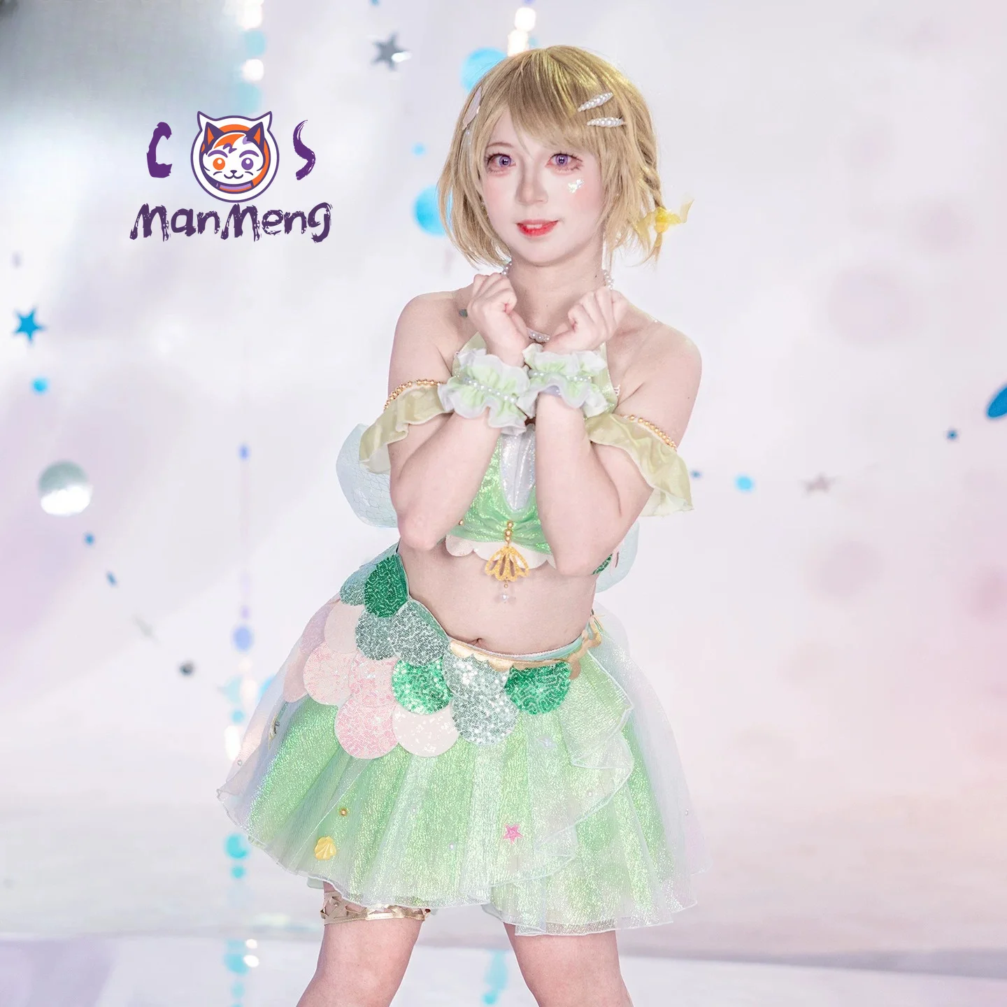 Фото Аниме LoveLive! Костюм русалки Ханайо Коизуми для косплея, женское платье для Хэллоуина и карнавала, летний пляжный купальник-комплект №3