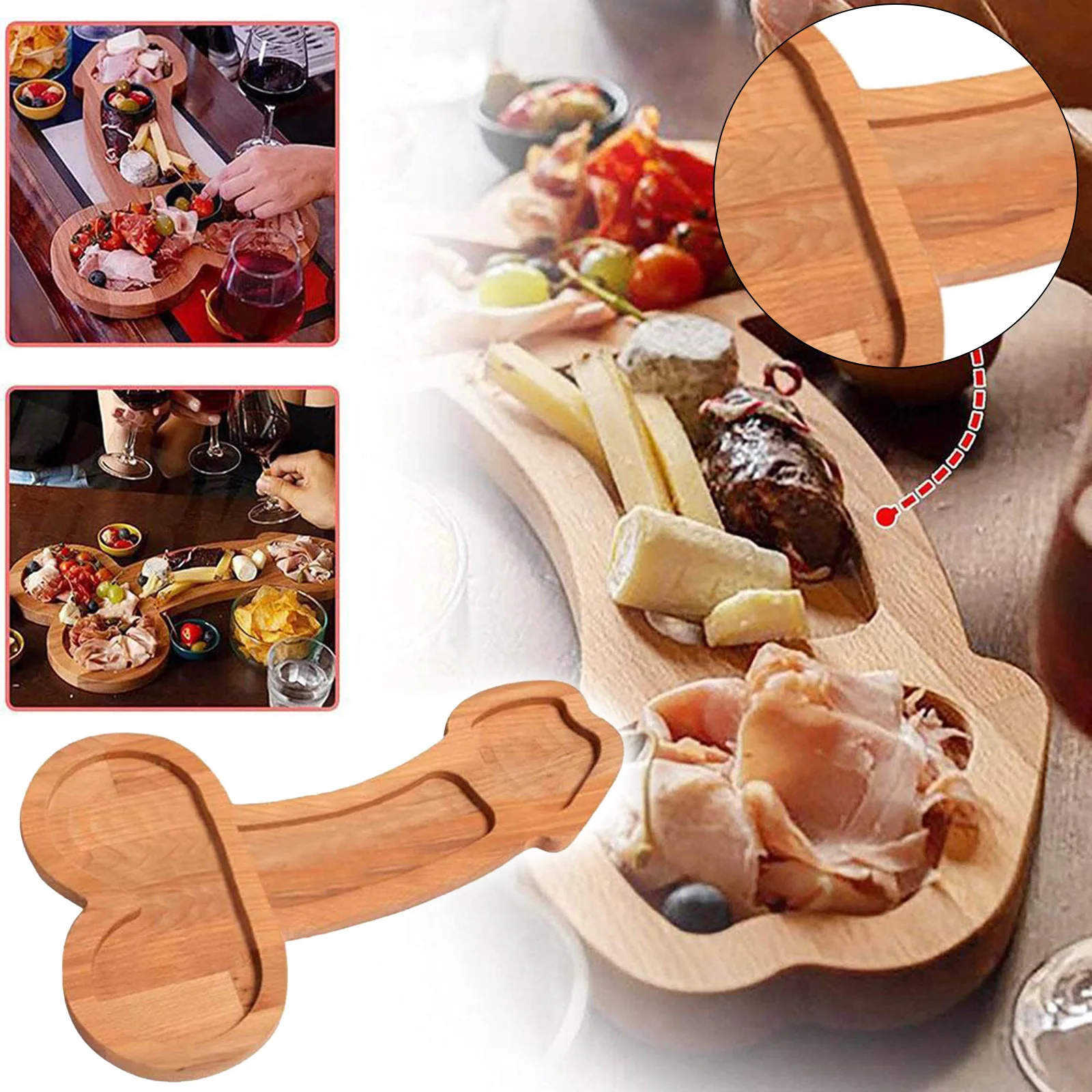 Aperitif Board Funny Penis Shape Tray Cheese Board Unique Wood Tray Snack Drinks Serving Tray Charcuterie Party Tray