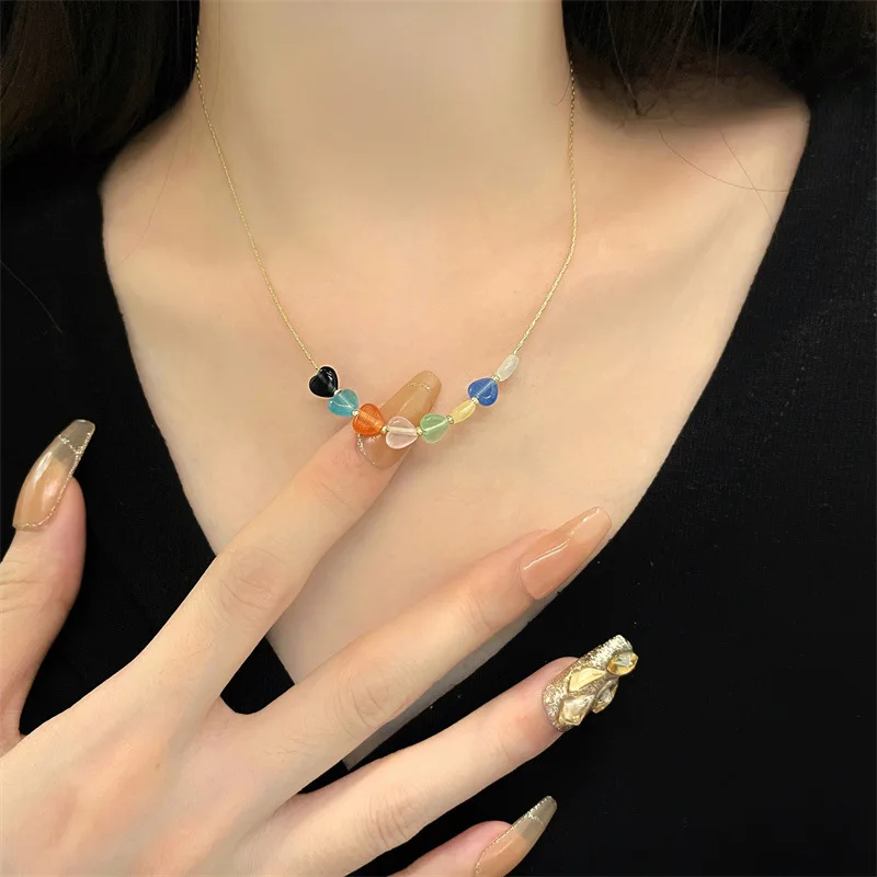 

New Stylish Girls Sweet Necklaces Love Pendant Colorful Fairy Choker Jewelry