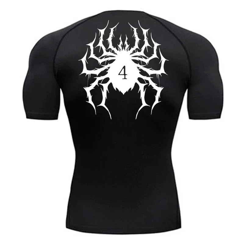 z nadrukiem pająka koszulki uciskowe Anime Hunter X Tshirt mężczyźni letni trening gimnastyczny podkoszulki do biegania Baselayers topy Tee