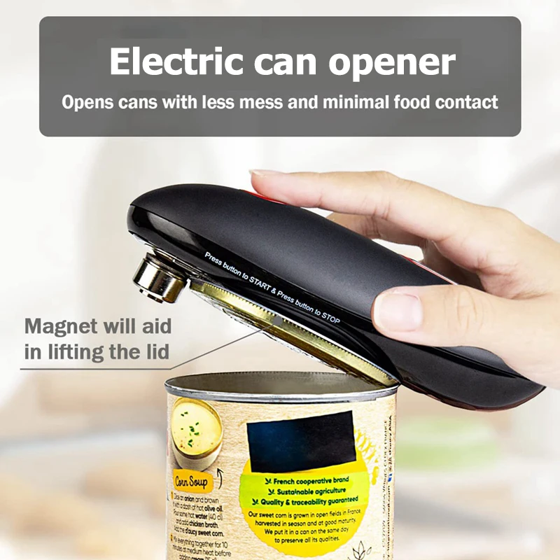 

Electric Can Opener Automatic Tin Opener Canned Electric Bottle Opener Jar Opener Kitchen Gadgets Tools No Sharp Edges Handheld