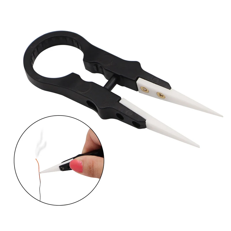 

Multifunctional DIY Ceramic Tweezers Steam Insulation Head Tweezers Forceps Tweezers Insulated Straight