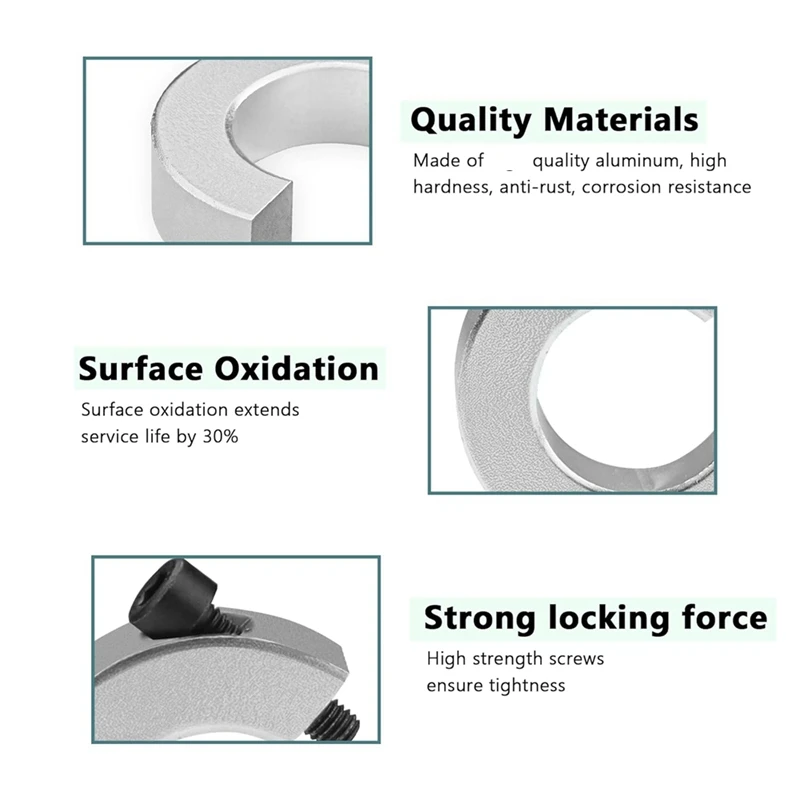 8 sztuk SBR20 Kołnierze ogranicznika szyny liniowej Pierścienie mocujące wału ze stopu aluminium z kluczem kołnierze liniowego