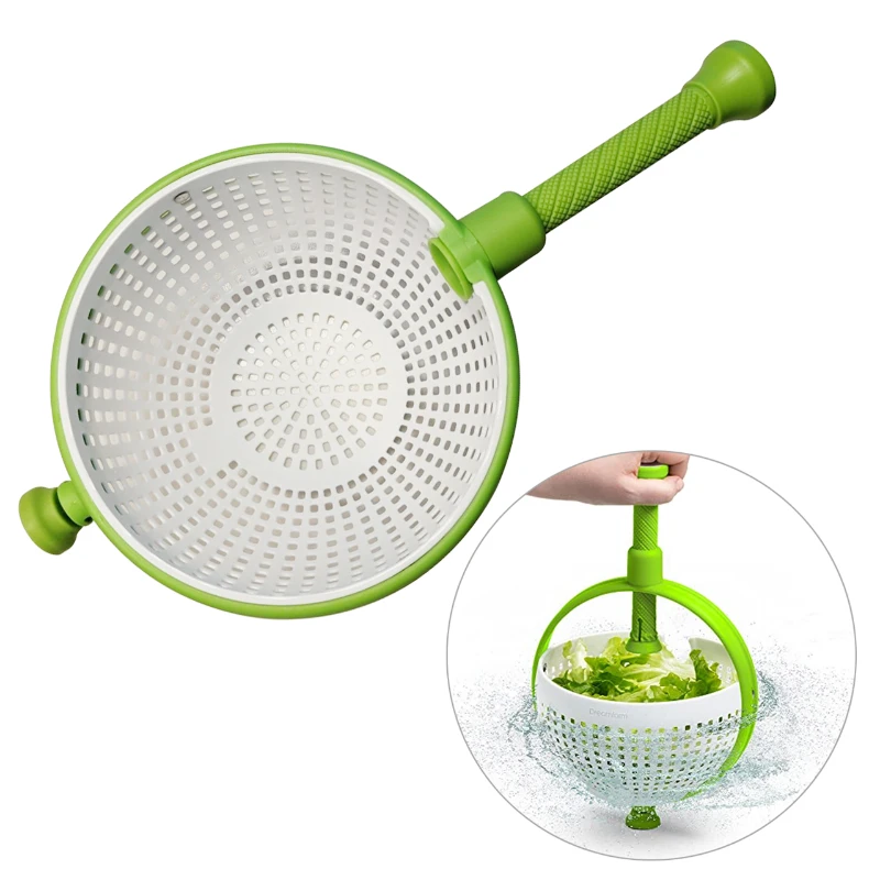 

Collapsible Salad Spinner Vegetable Fruit Nylon Colander Drainer Washing Basket Lettuce Rotate Spinning Colander Kitchen Tools