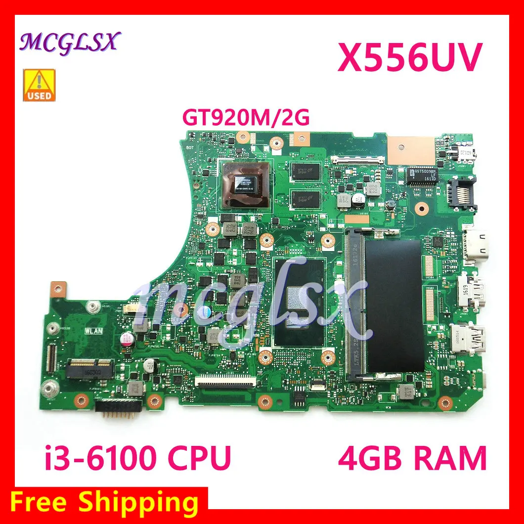 

Материнская плата X556UV 4G RAM i3-6100 CPU GT920M/2G REV3.1 для Asus X556UV X556U X556UQK K556UQ X556UQ