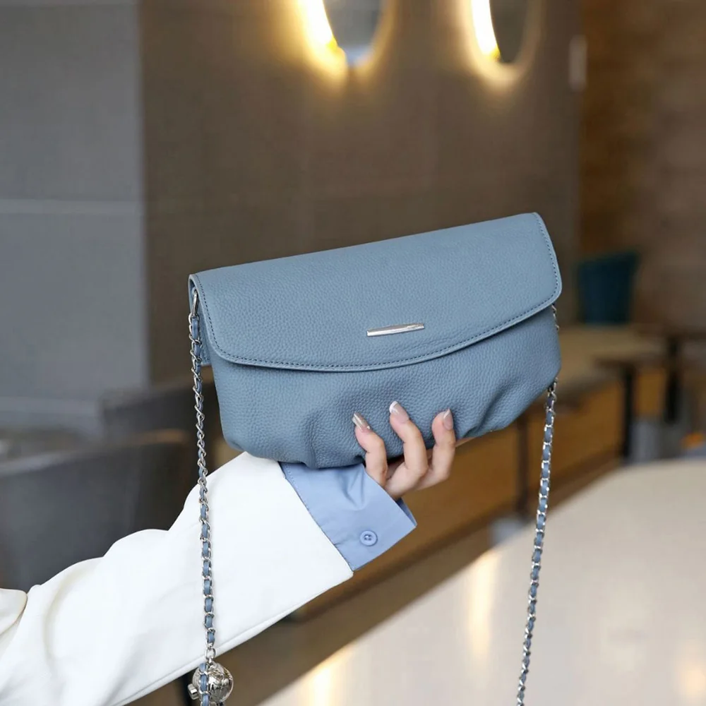 

2023 Genuine Leather Small Pouch Fashion Chain Women Shoulder Bags With Ball Brand Design Calfskin Clutch Bag Flap Crossbody Bag