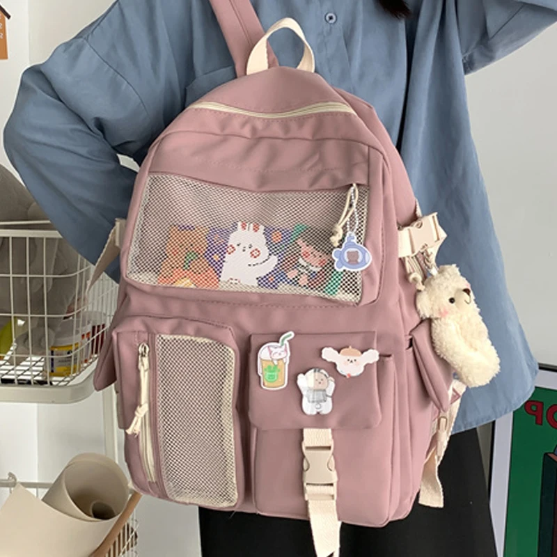 New Kawaii Nylon Women Backpack Fashion Waterproof Rucksack For Teenagers Girls School Bag Cute Student Bookbag Travel Mochila