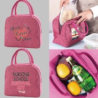 canvas lunch bag for women functional cooler lunch box portable insulated thermal kids food picnic bags nurse pattern