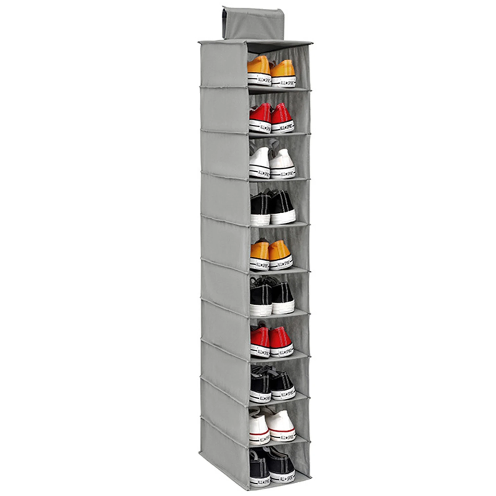 

Hanging Shoe Organizer 10-layer Heavy Duty Non-woven Hanging Shoe Rack Foldable Space Saving Shoe Storage Shelf Clothes Hat