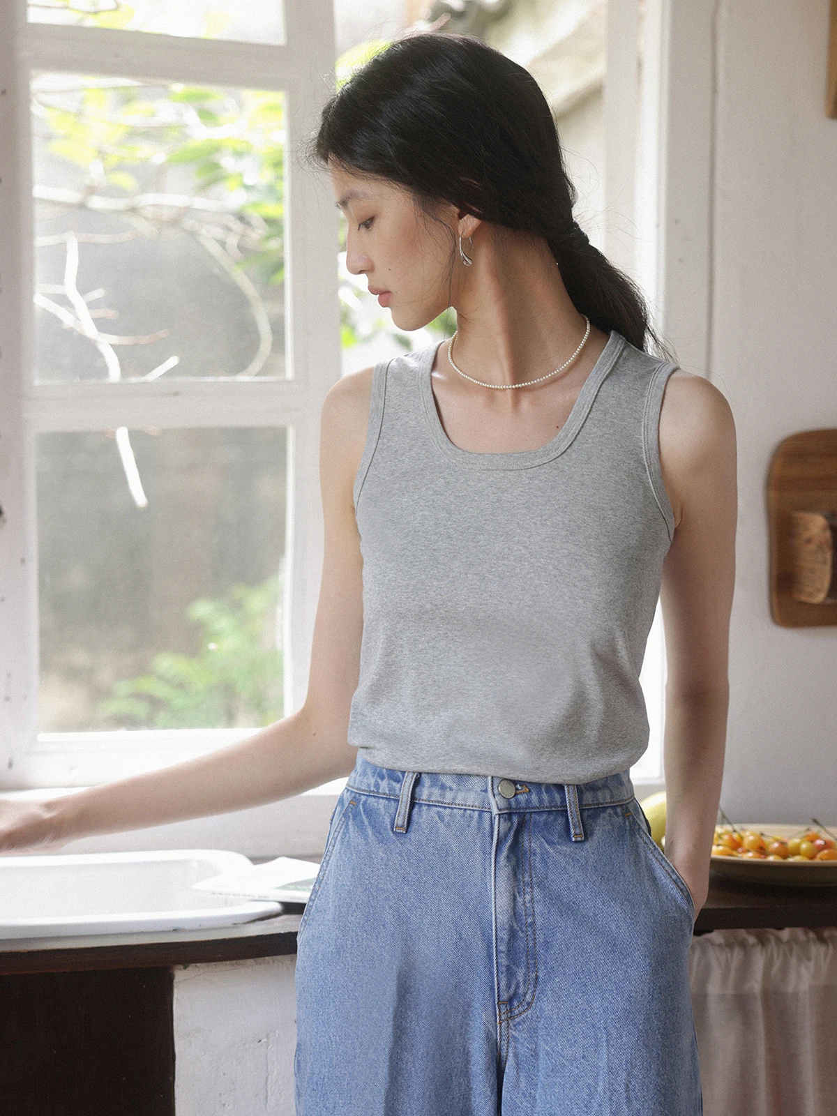 Многоцветный Трикотажный жилет Nicepeople2023ss с U-образным вырезом