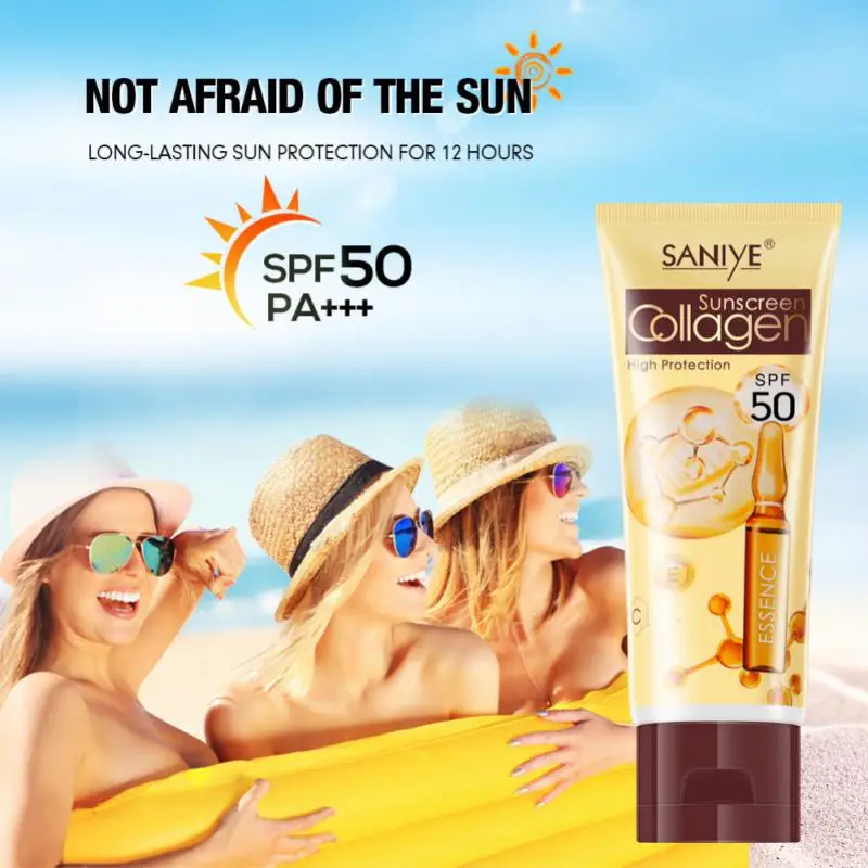 

Collagen Sunscreen Cream Protector Facial Solar Sun Block Spf 50 Gel Isolation Lotion Bleaching Facial Moisturizer Sunscreen