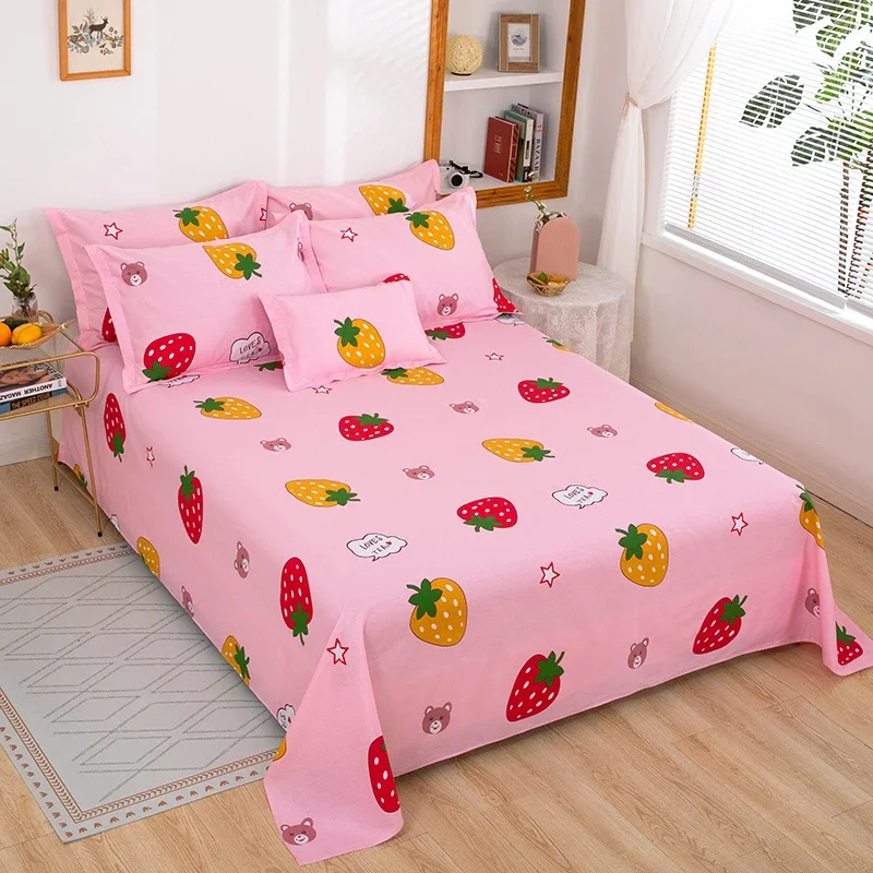 Простыня Kawaii Fruit Strawberry с 2-мя наволочками хлопковая простыня рисунком комплект