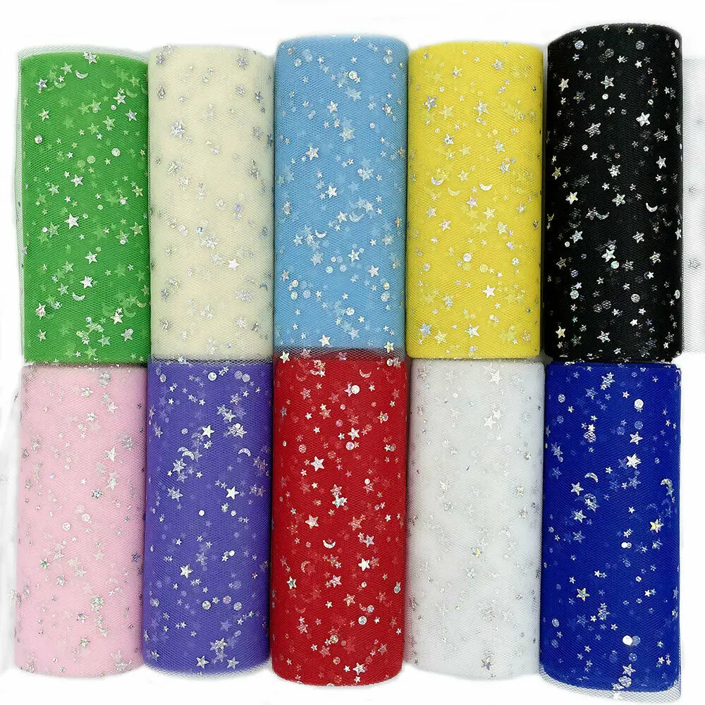 Тюль из органзы, украшение для свадьвечерние, звезда, луна, 6 х10 ярдов/рулон, аксессуары для дня рождения