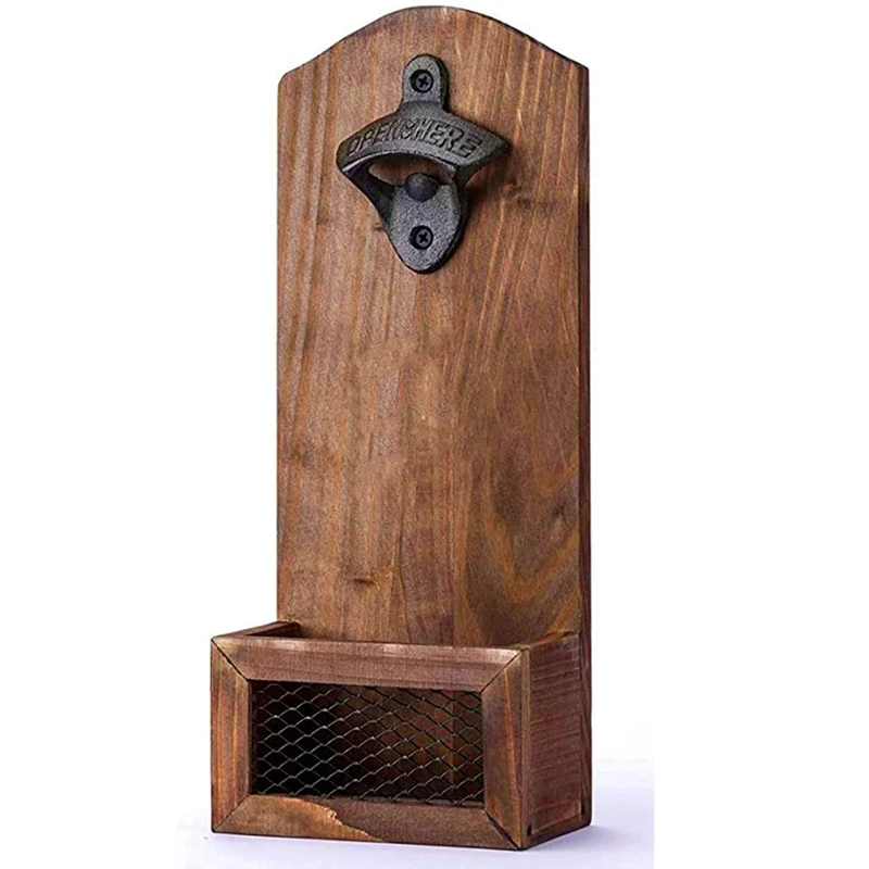 

HOT-Wall Mounted Bottle Openers,Beer Bottle Opener With Cap Catcher Bottle Opener For Bar Kitchen Home Accessories