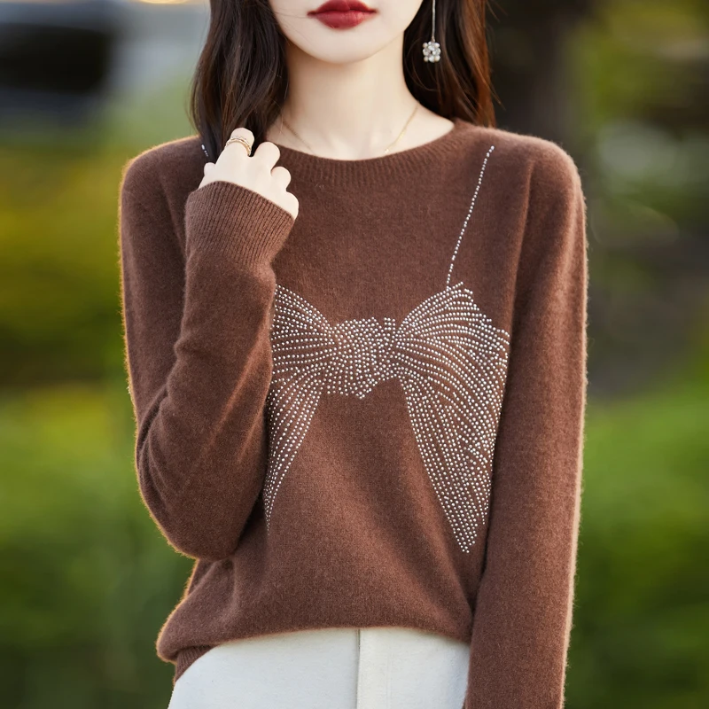 Осень-зима свитер с круглым вырезом женский топ длинным рукавом модный