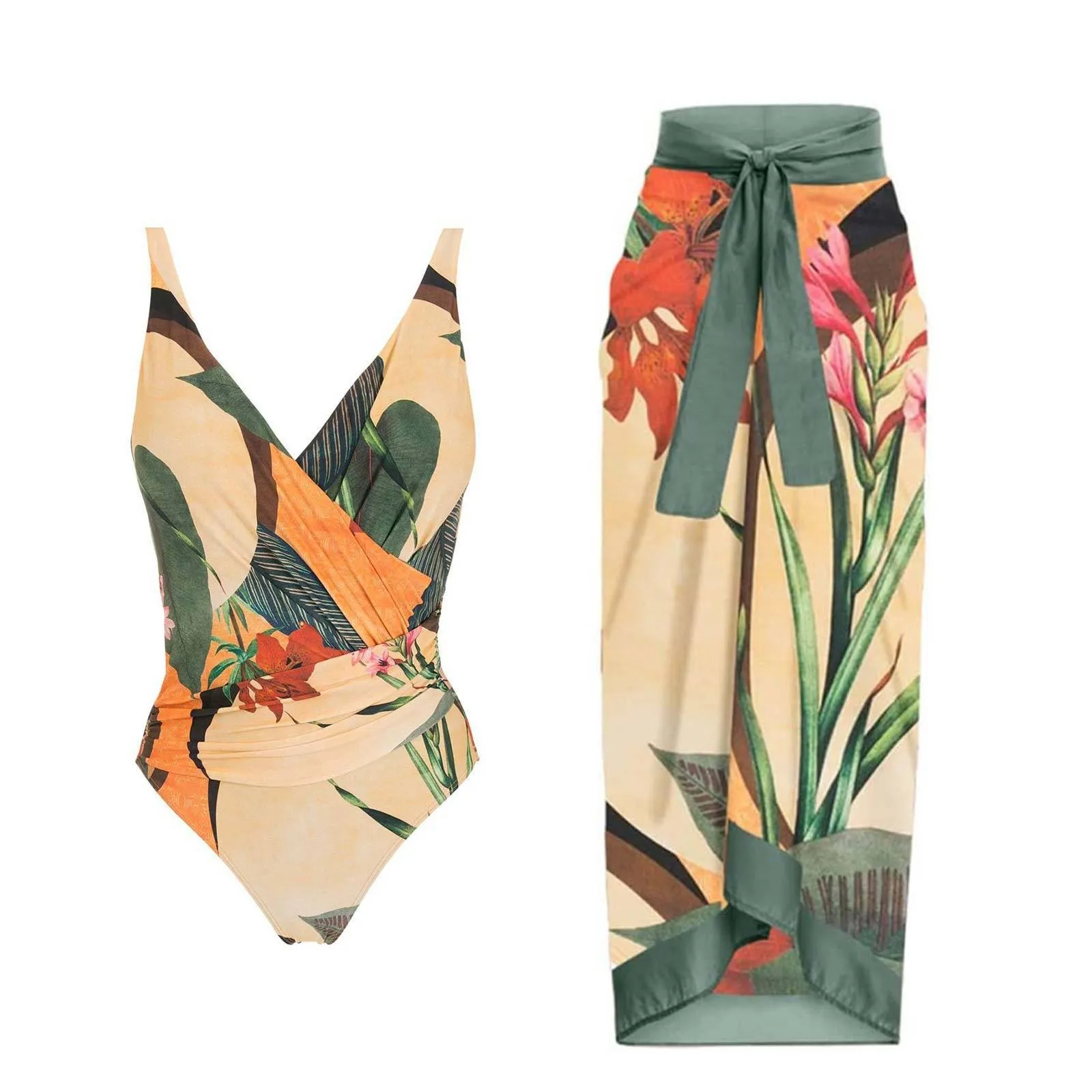 

One Piece Swimsuit Top Skirt Vintage Women Swimwear Bikini Backless Beach Dress Designer 2023 Bathing Suit Surf Wear Beachwear