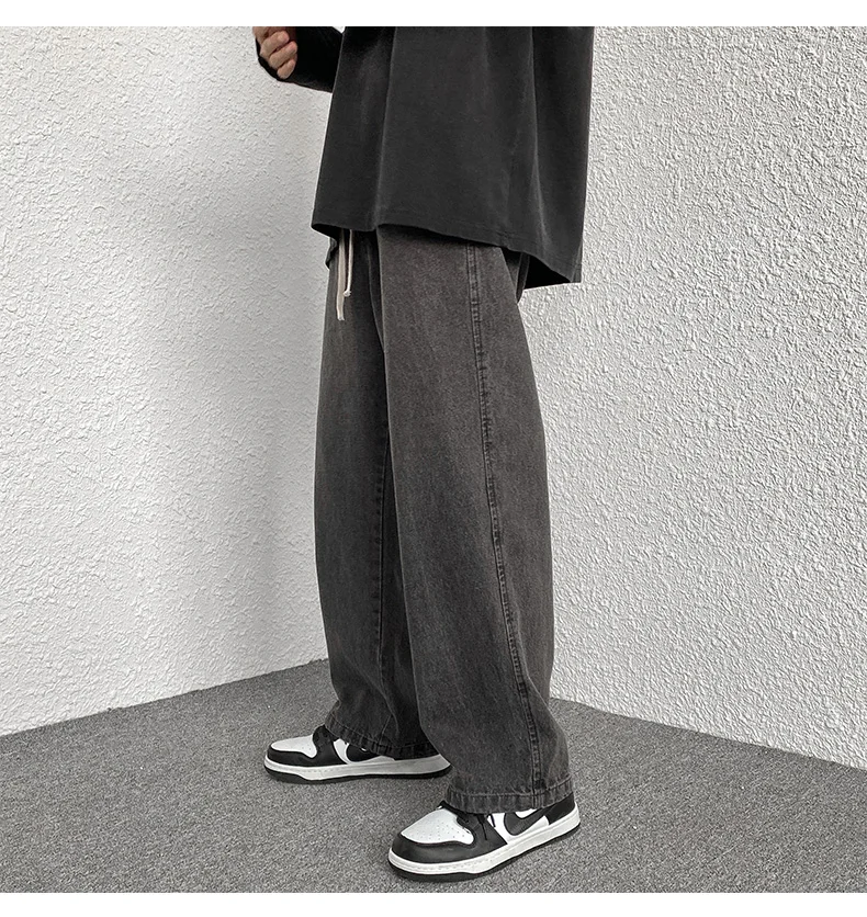 2022 Korea Baggy Wide-leg Jeans Men's Straight Casual Pants Quality Comfortable All-match Trousers Fashion Streetwear M~5XL